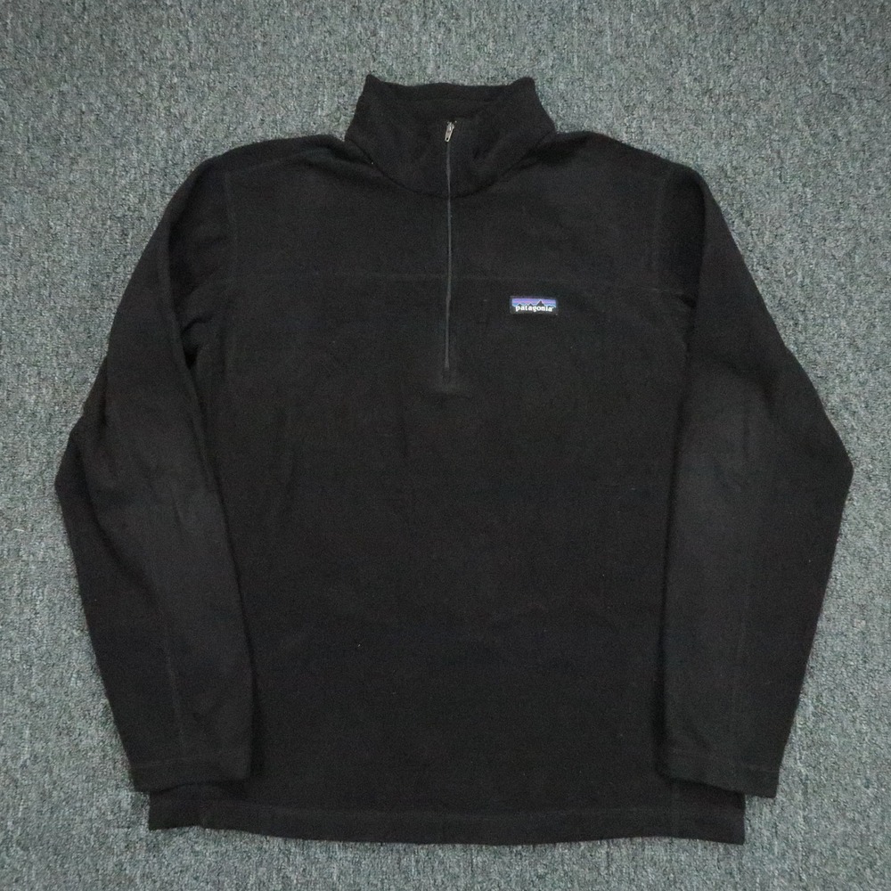 Patagonia Sweater Mens Medium Black Micro D Pullover Quarter Zip Fleece